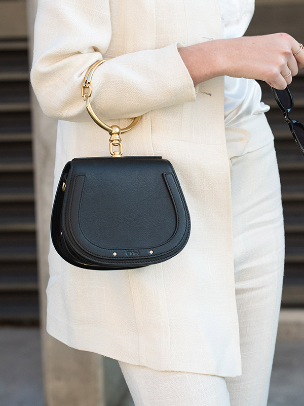 Black lather handbag